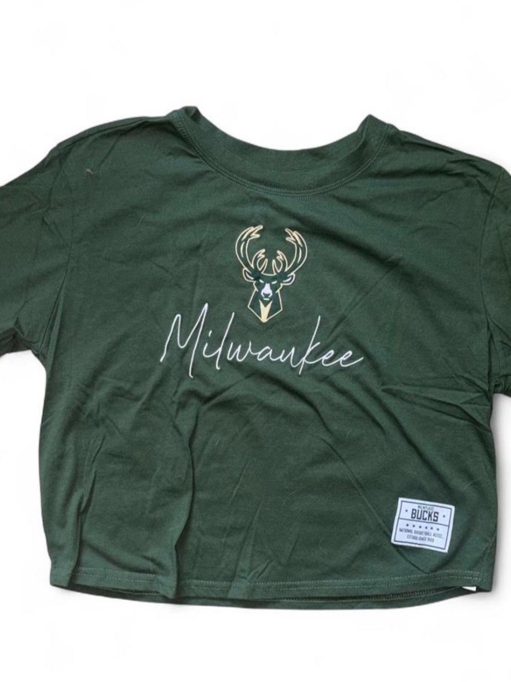 NBA Milwaukee Bucks Boxy Crop Tee Size Large